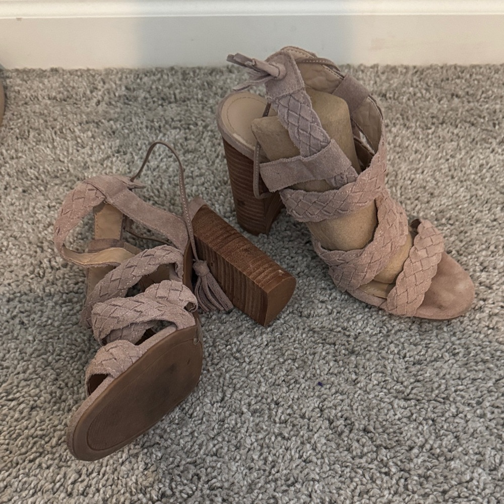 BCBGeneration Braided Strap Heels in Tan